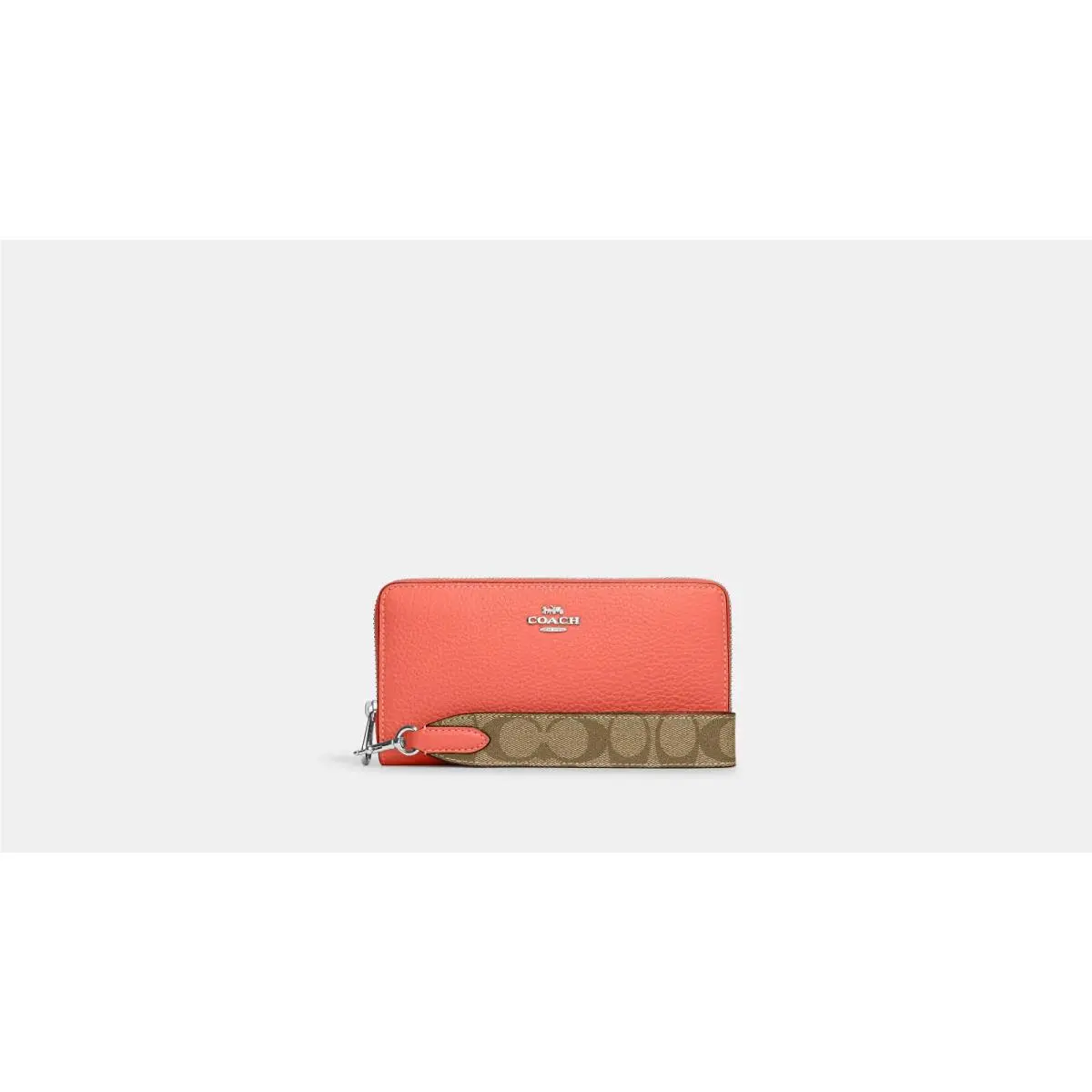 Long Zip Around Wallet with Strap CK427 SV/TANGERINE MULTI by Coach