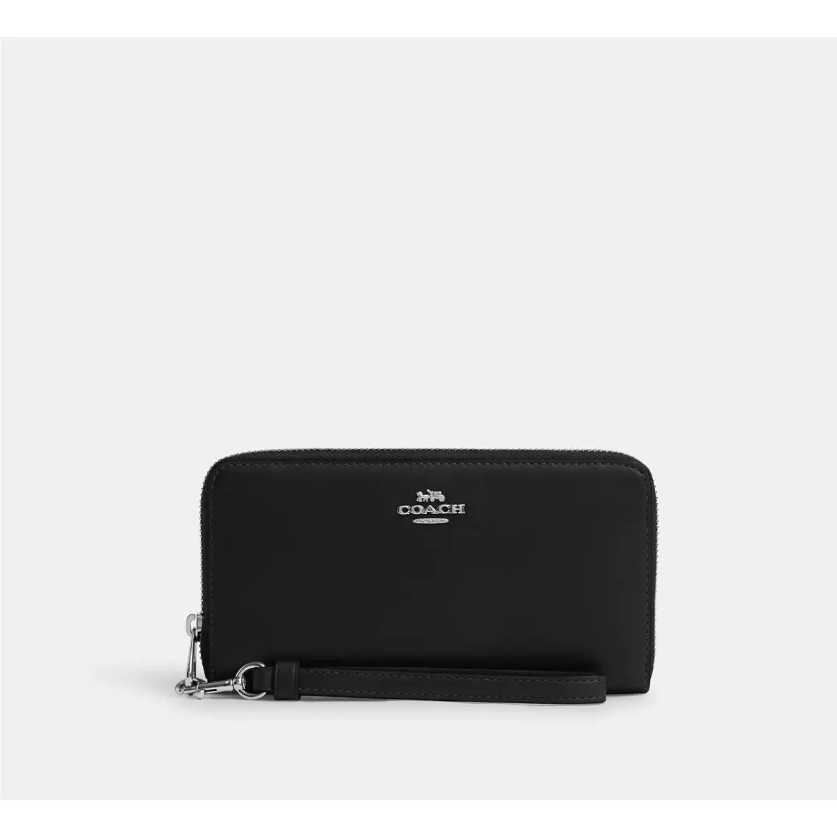 Long Zip Around Wallet with Strap CR623 SILVER/BLACK by Coach