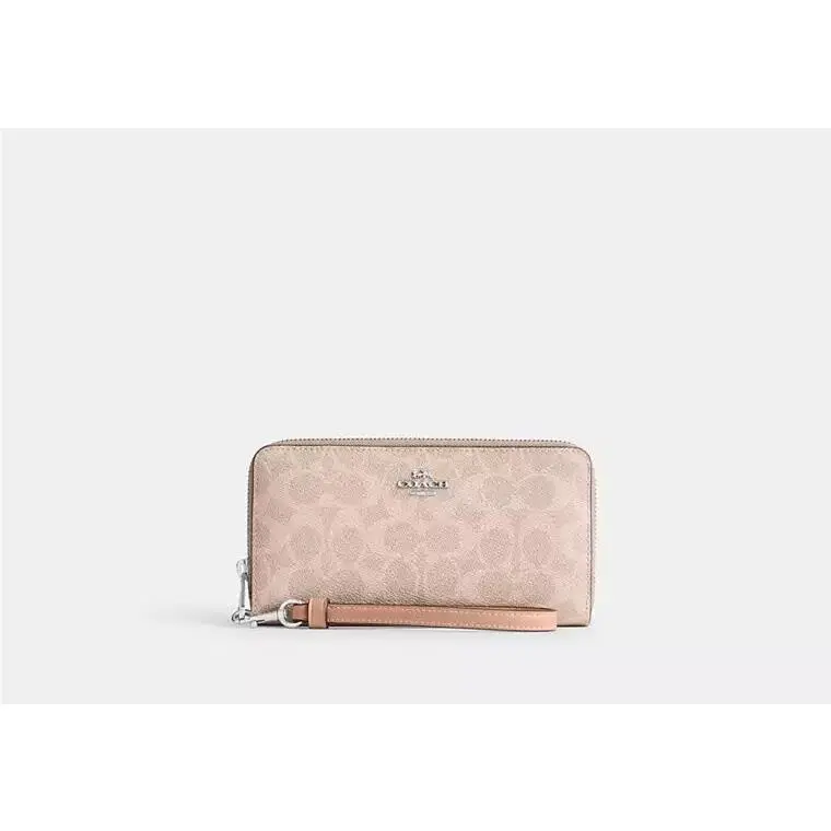 Long Zip Around Wallet with Strap CW778 SILVER/SAND/TAUPE by Coach