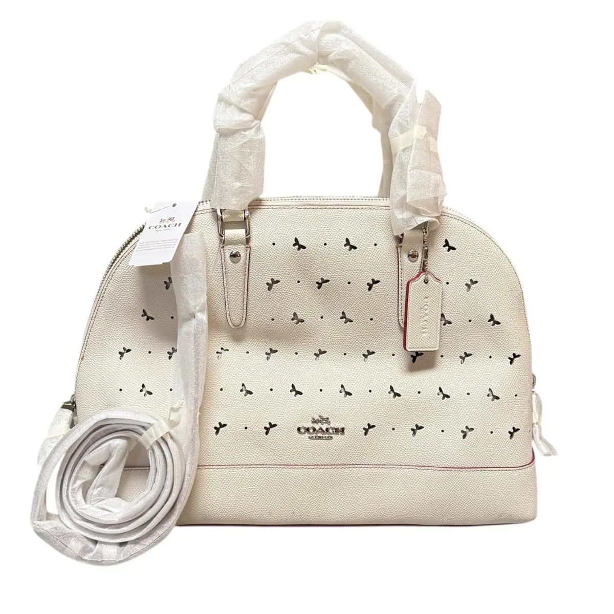 Coach Sierra Butterfly Perforated Leather Purse Satchel Bag F59344