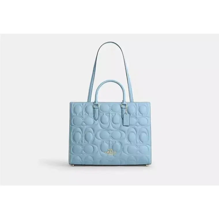 Maggie Tote Handbag CY672 SMOOTH LEATHER/GOLD/AZURE by Coach