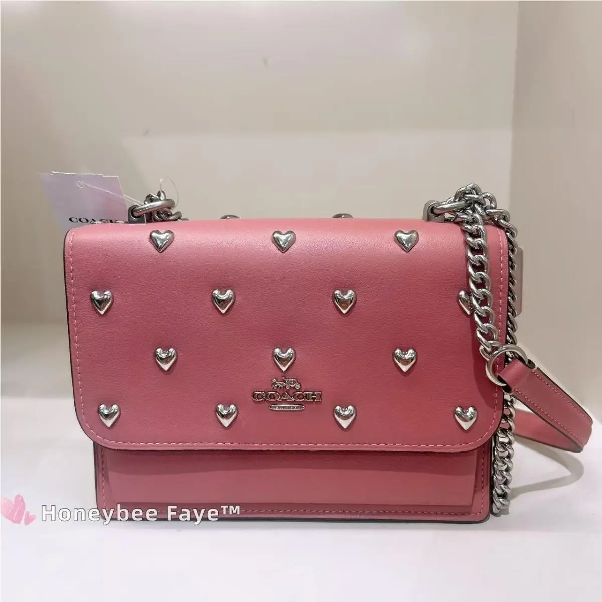Coach Mini Klare Crossbody Bag/slim Id Card Case with Heart Rivets CDB10