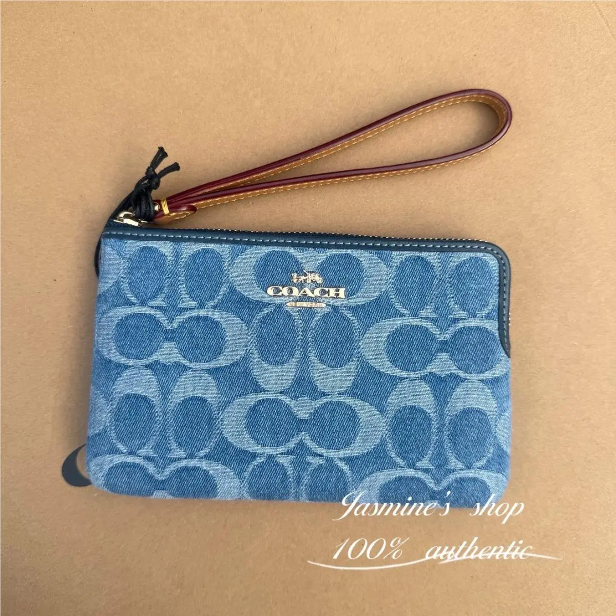 Corner Zip Wristlet In Signature Denim Leather CDF27/CDF26/CDF35 CDF26/Indigo by Coach
