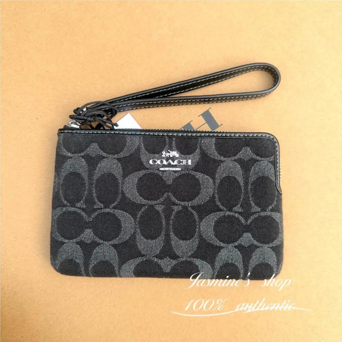 Corner Zip Wristlet In Signature Denim Leather CDF27/CDF26/CDF35 CDF27/black by Coach
