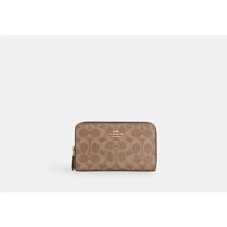 Medium ID Zip Around Wallet CW781 GOLD/TAN/BROWN by Coach