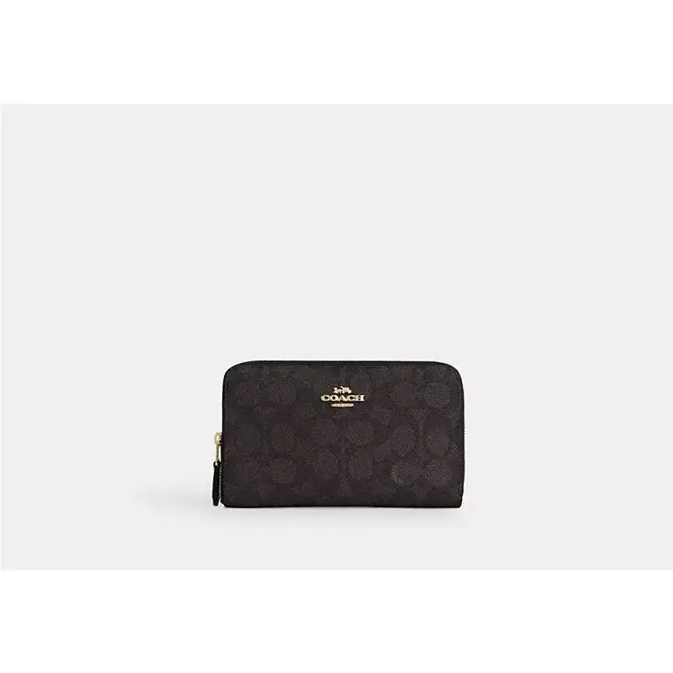 Medium ID Zip Around Wallet CW781 GOLD/WALNUT/BLACK by Coach