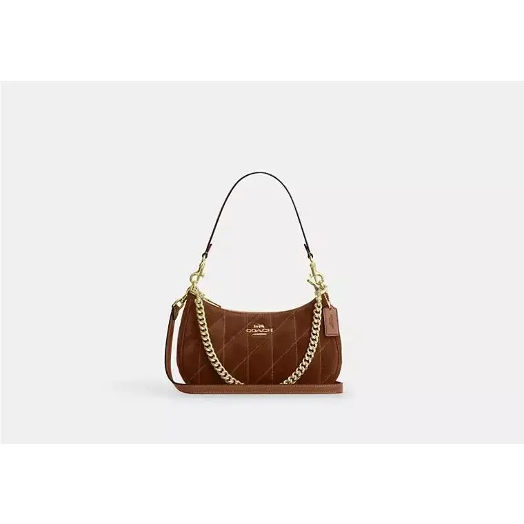 Teri Shoulder Bag CET35 SUDED/GOLD/WARM BROWN by Coach
