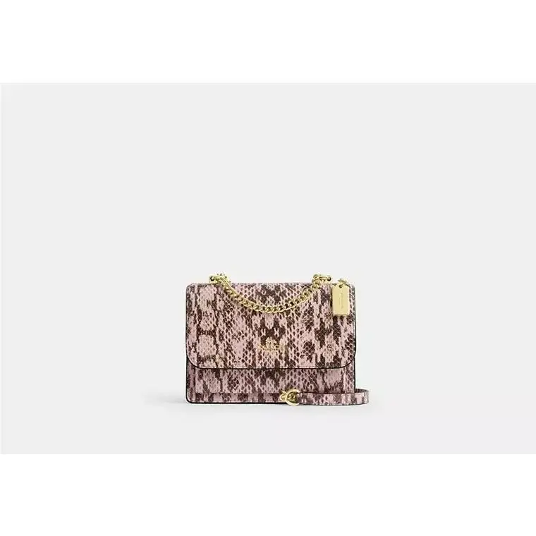 Klare Crossbody Chain Strap Bag CDW48 SNAKE EMBOSSED LEATHER/GOLD/PINK by Coach