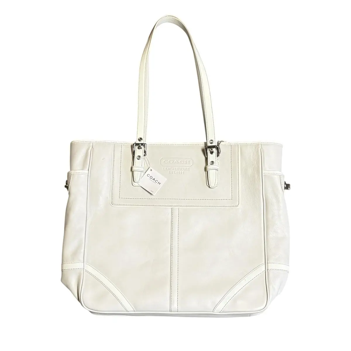 Coach Leather w/ Trim Book Tote Purse Bag F10413