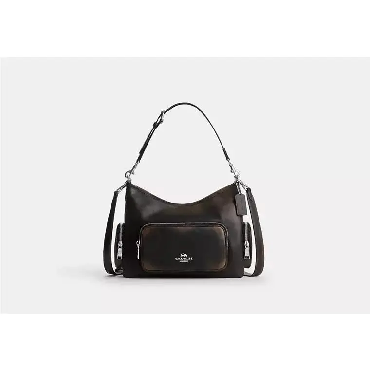 Laurel Shoulder Bag CES84 LOVED LEATHER/SILVER/BLACK BROWN by Coach