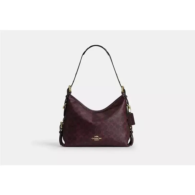 Laurel Shoulder Bag CFP16 SIGNATURE CANVAS/GOLD/BLACK CURRANT by Coach