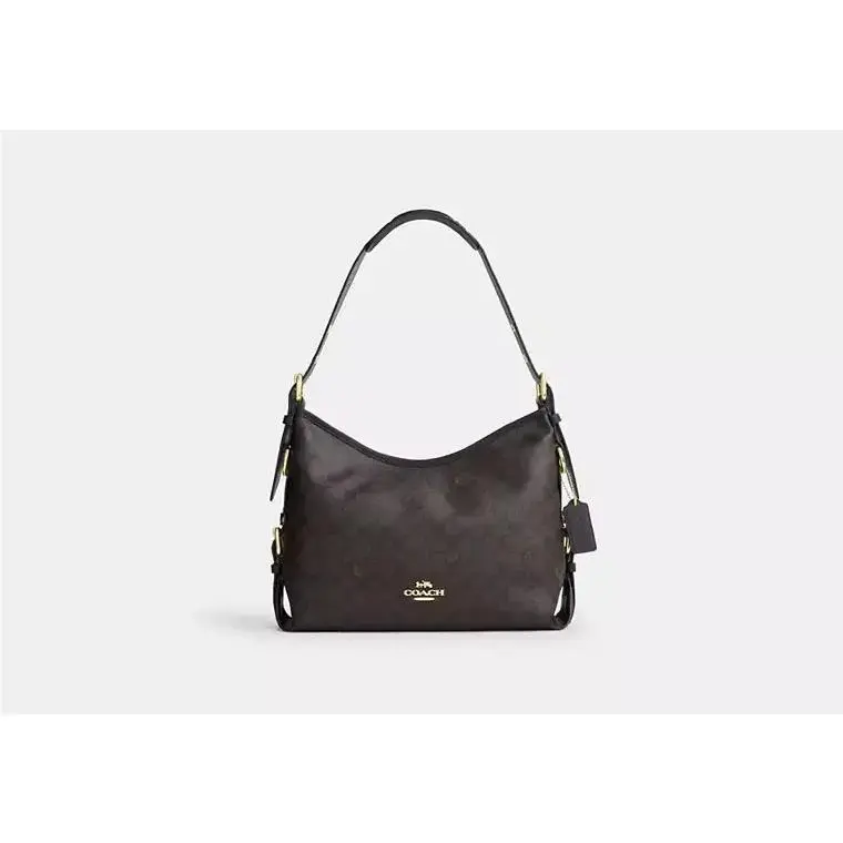 Laurel Shoulder Bag CFP16 SIGNATURE CANVAS/GOLD/WALNUT/BLACK by Coach