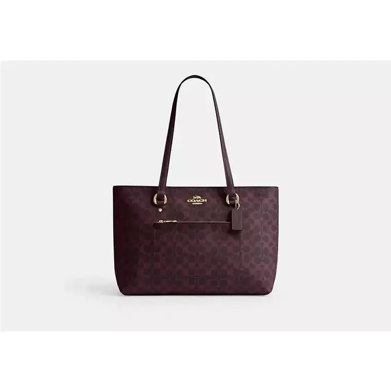 Station /gallery Tote Bag CCD69 SIGNATURE/CANVAS/GOLD/BLACK CURRANT by Coach