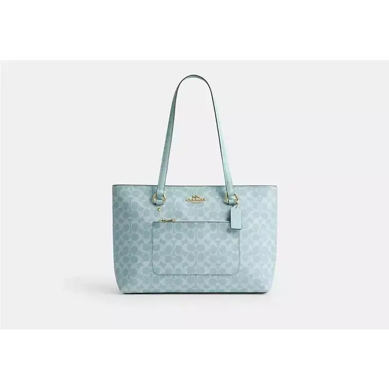 Station /gallery Tote Bag CCD69 SIGNATURE CANVAS/GOLD/LIGHT BLUE by Coach