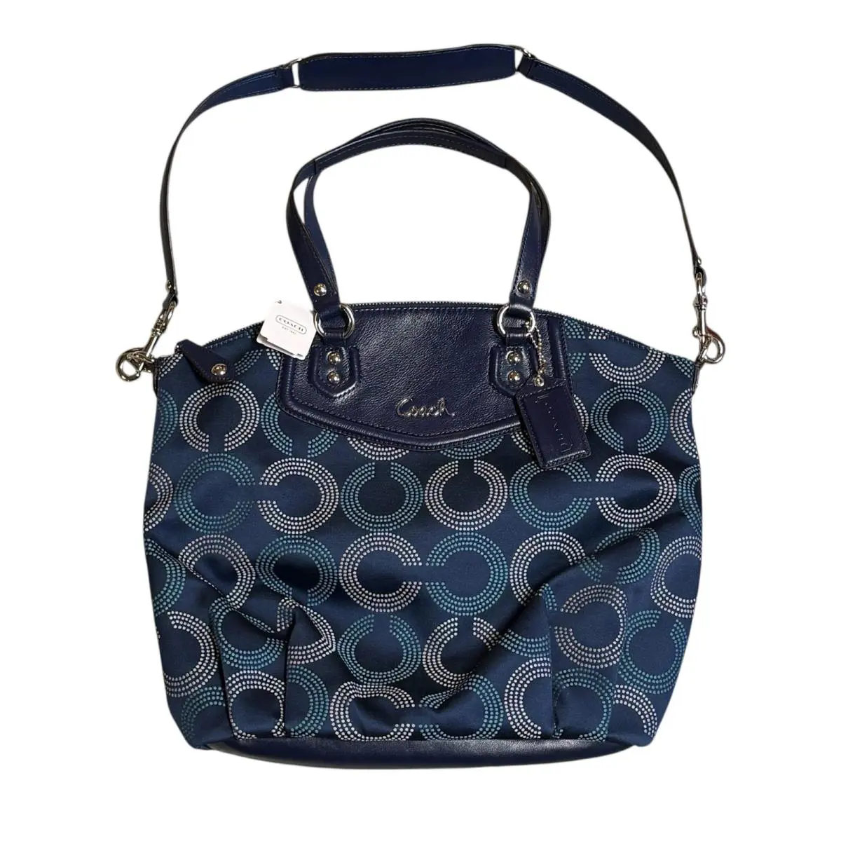 Coach Ashley Dotted OP Art North South NS Satchel Shoulder Purse Bag F25183