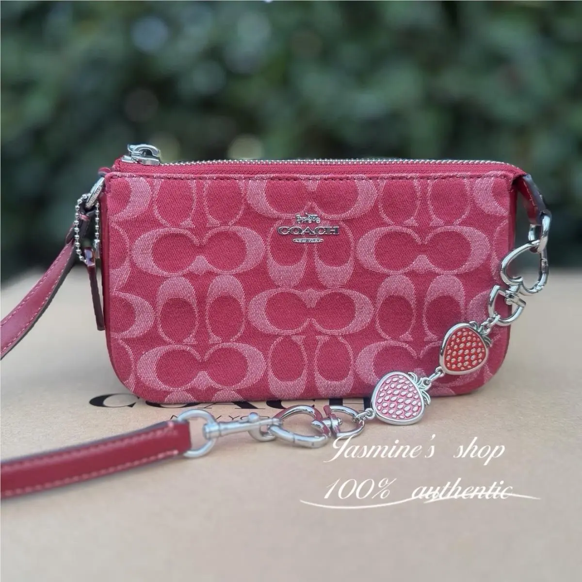 Coach Nolita 19 In Signature Denim Red / Silver CCZ48
