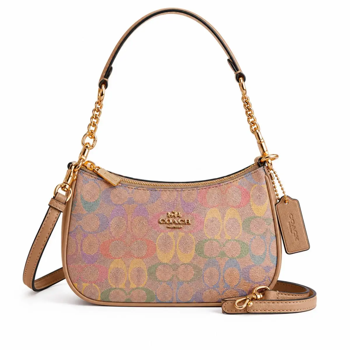 Teri Shoulder Bag Rainbow Signature Canvas CDA91 Crossbody Purse by Coach