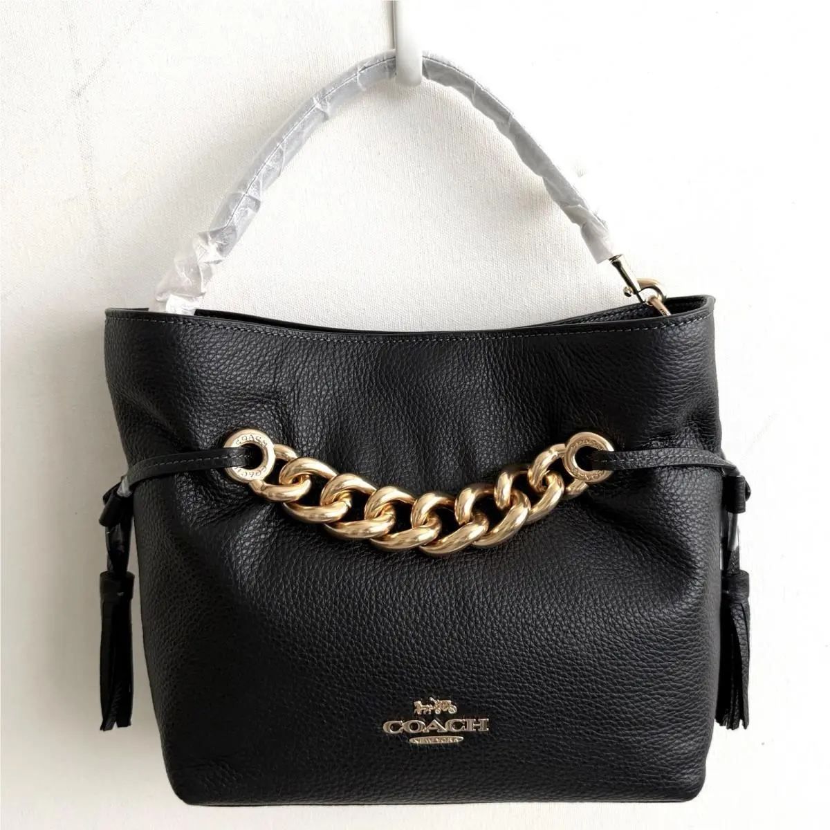 Coach Andy Hand Bag Pebble Leather Black CE555 Crossbody Very Soft