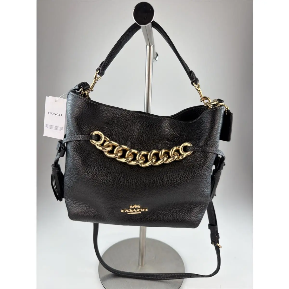 Coach Andy Hand Bag Pebble Leather Black Crossbody CE555 - Coa
