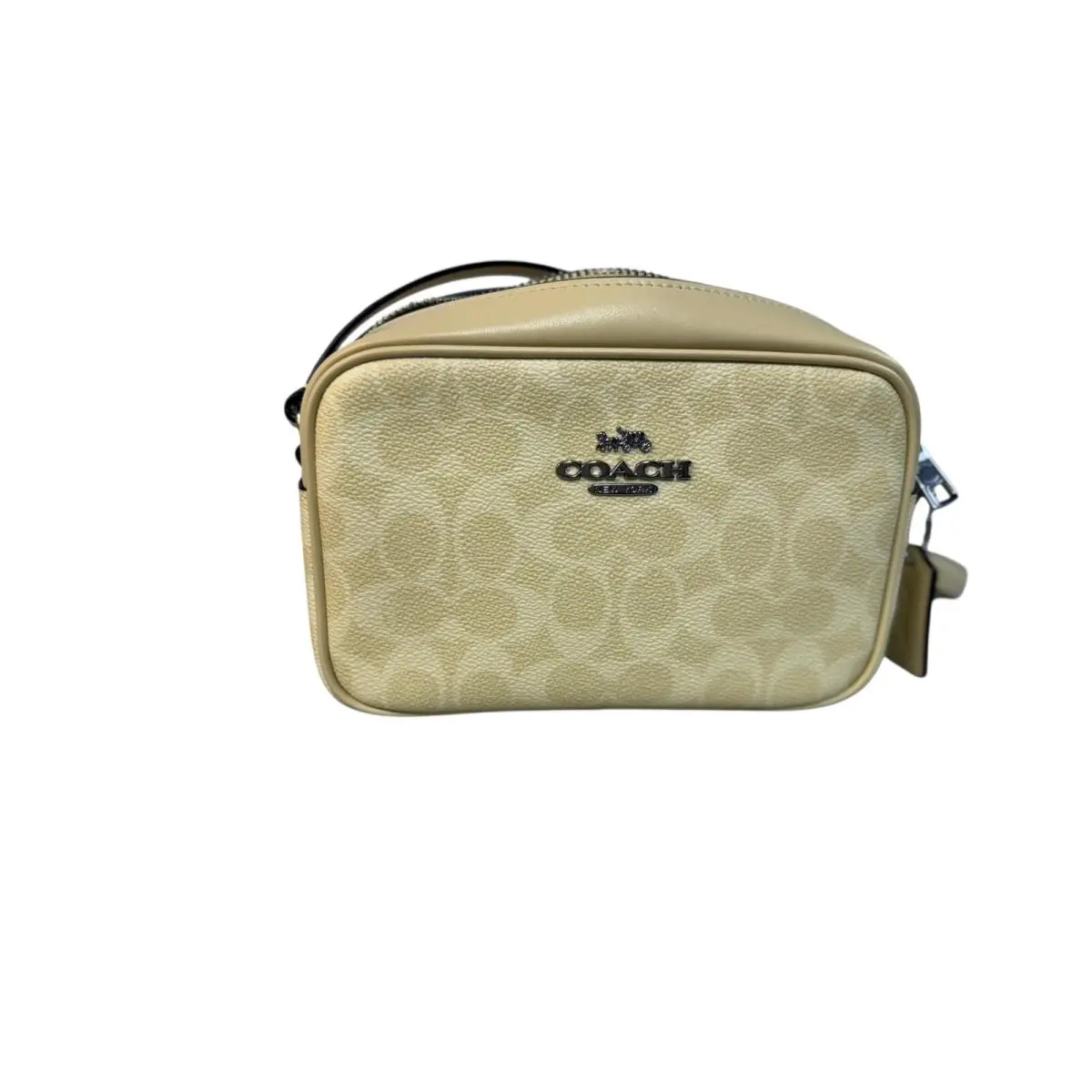 Coach CQA38 Mini Jamie Camera Bag w/ Flora Print Pebble Leather -silver/hay