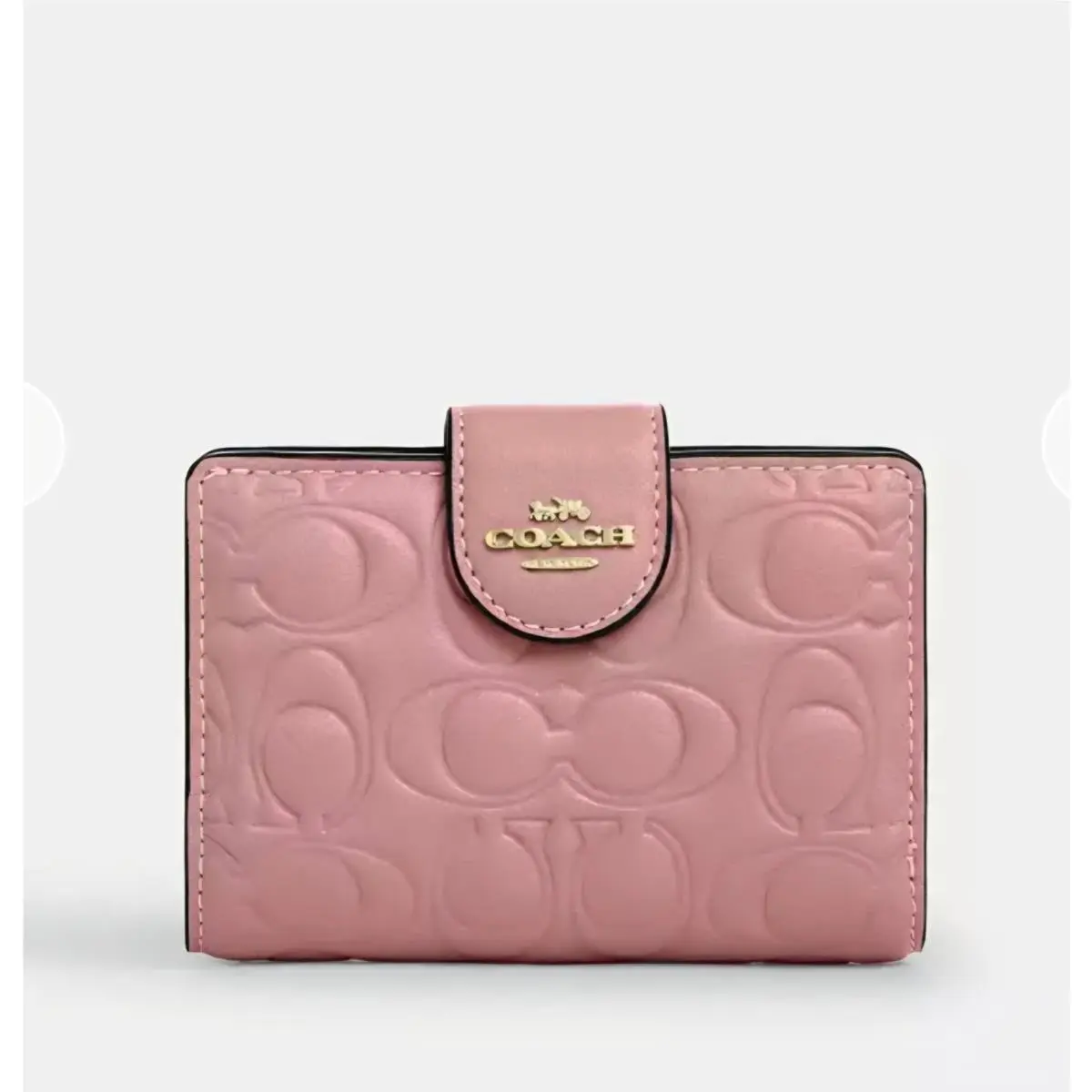 Coach Medium Corner Zip Wallet In Signature Leather CZ341 Pink Petal