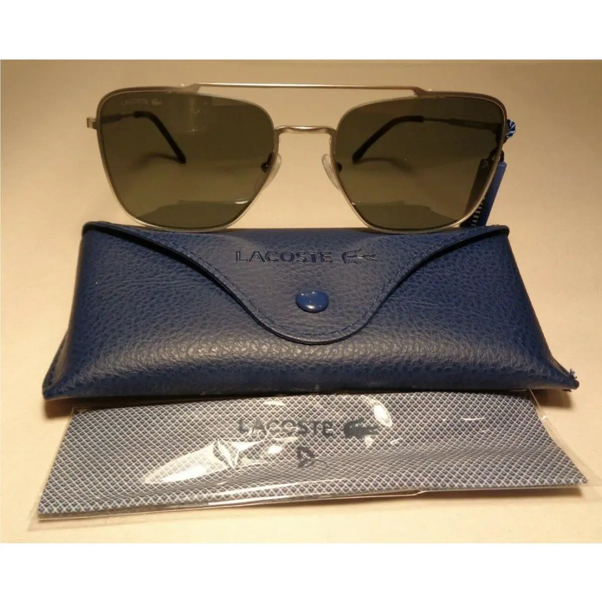 Lacoste L105SND Silver Men`s Aviator Sunglasses