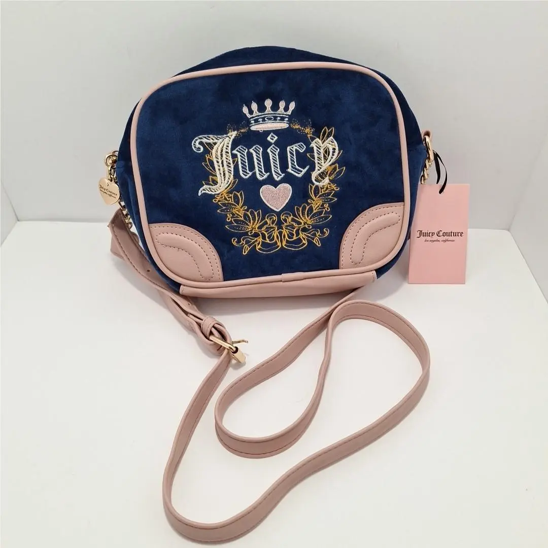 Juicy Couture Heritage Crossbody Bag `regal Blue/dusty B` W/heart Detail