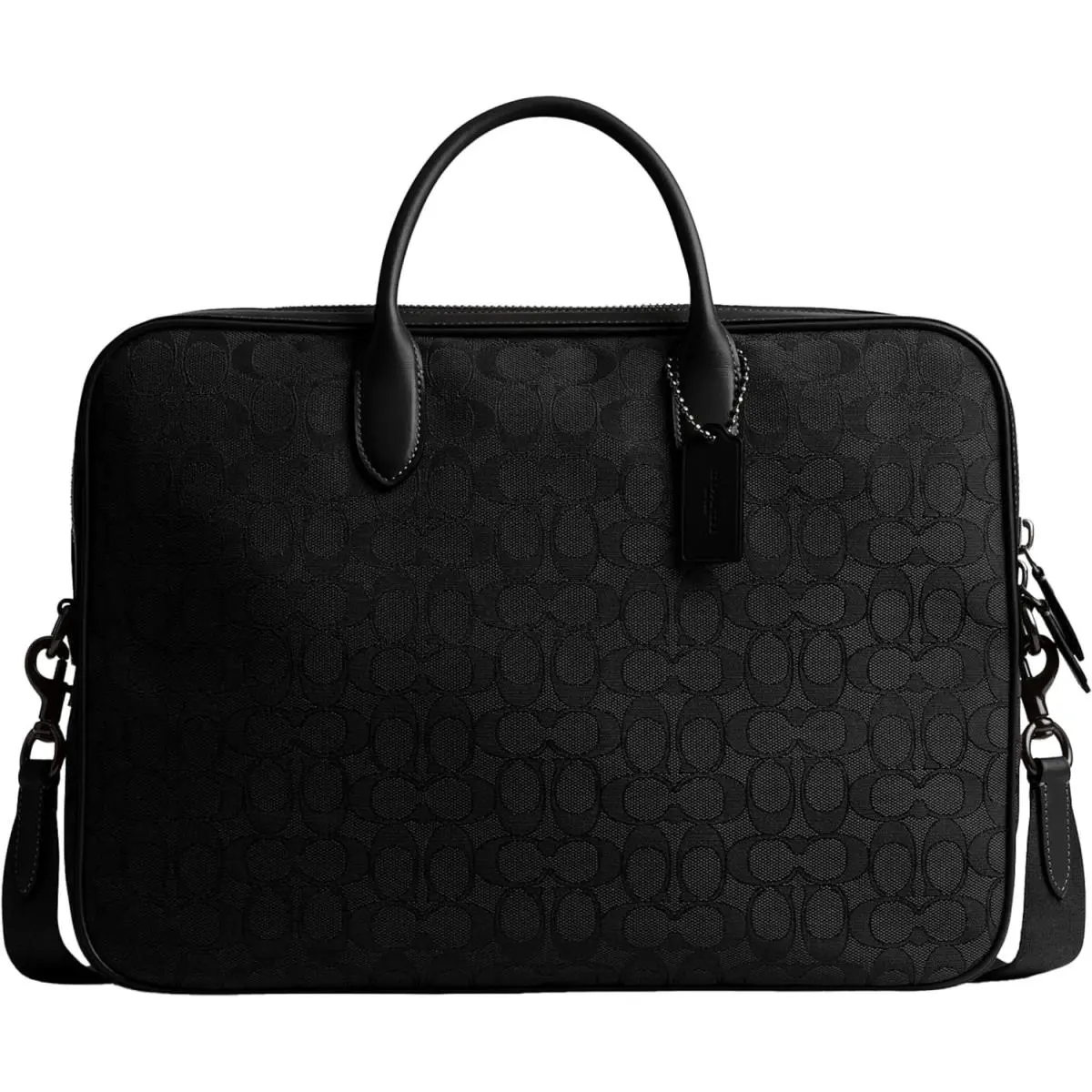 Coach Black Briefcase Theo Work Bag in Signature Jacquard Crossbody