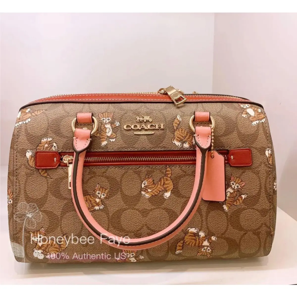 Coach CC425 Rowan Satchel Bag with Dancing Kitten Print