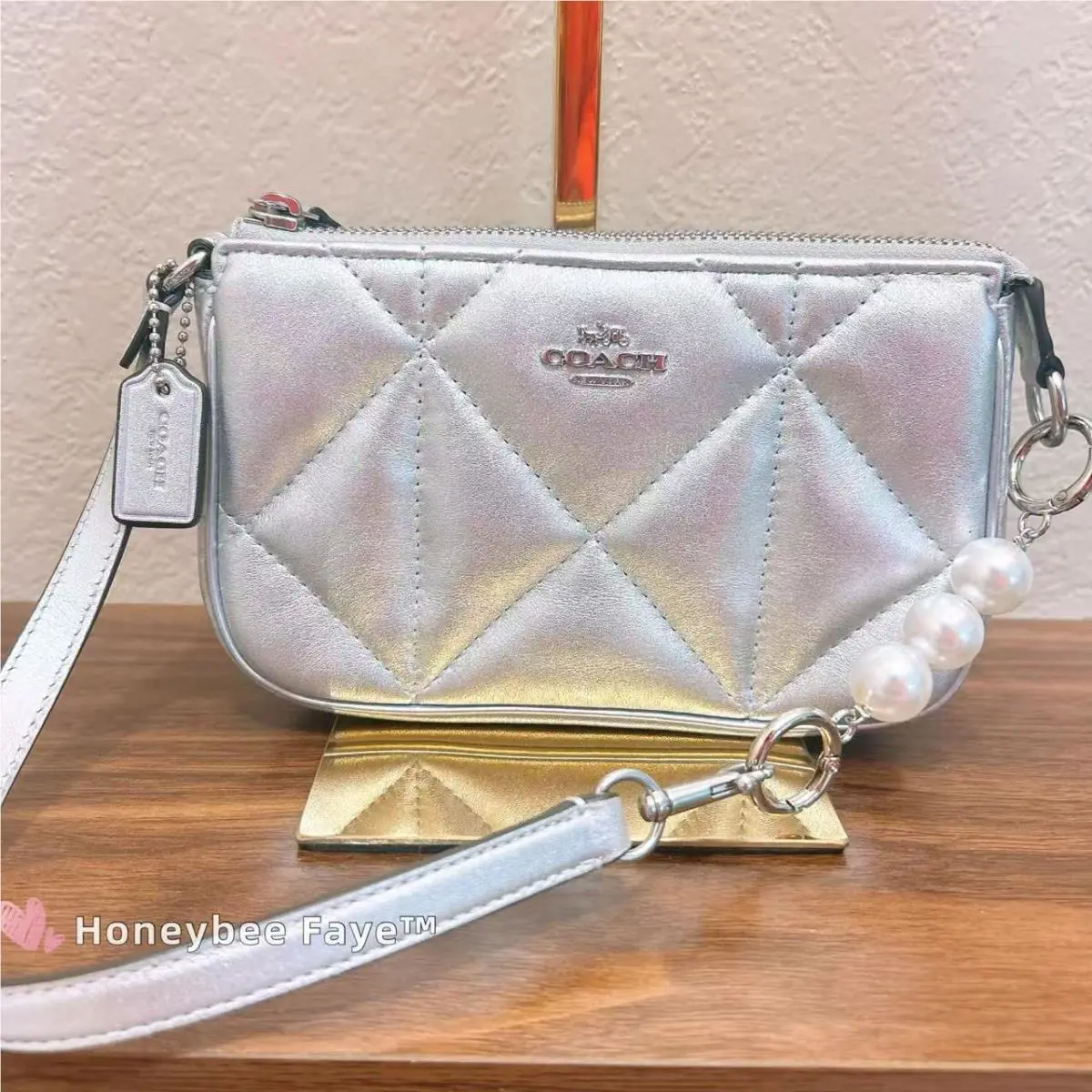 Coach Nolita 19 In Silver Metallic with Puffy Diamond Quilting CM250