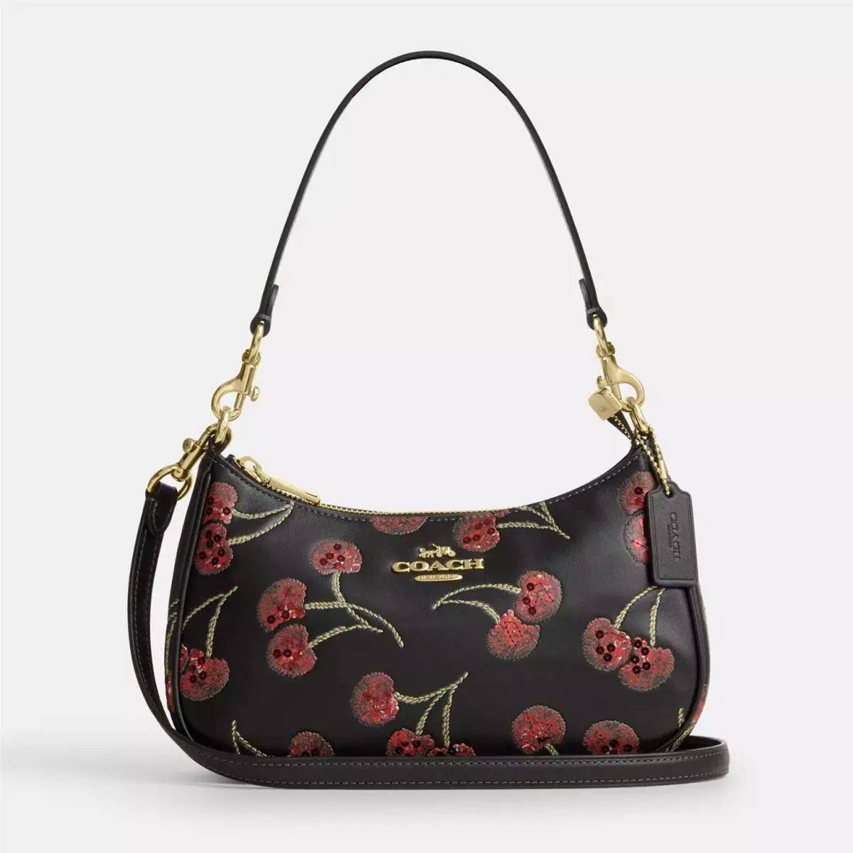 Coach CCZ16 Teri Shoulder Bag Leather Crossbody with Cherry Print