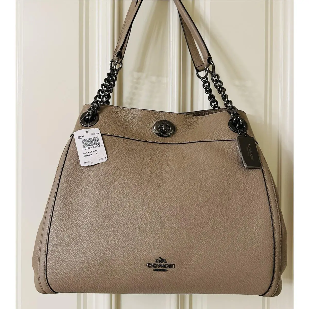 Coach 36855 Edie Turnlock Pebbled Leather Shoulder Bag