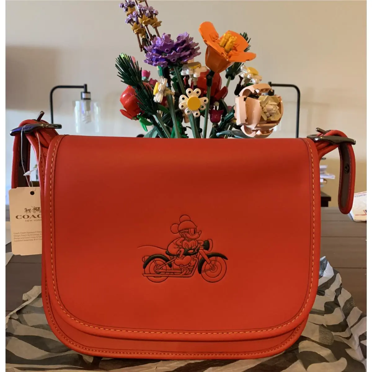Coach X Disney Mickey Mouse Patricia Bright Red Crossbody Leather-rare