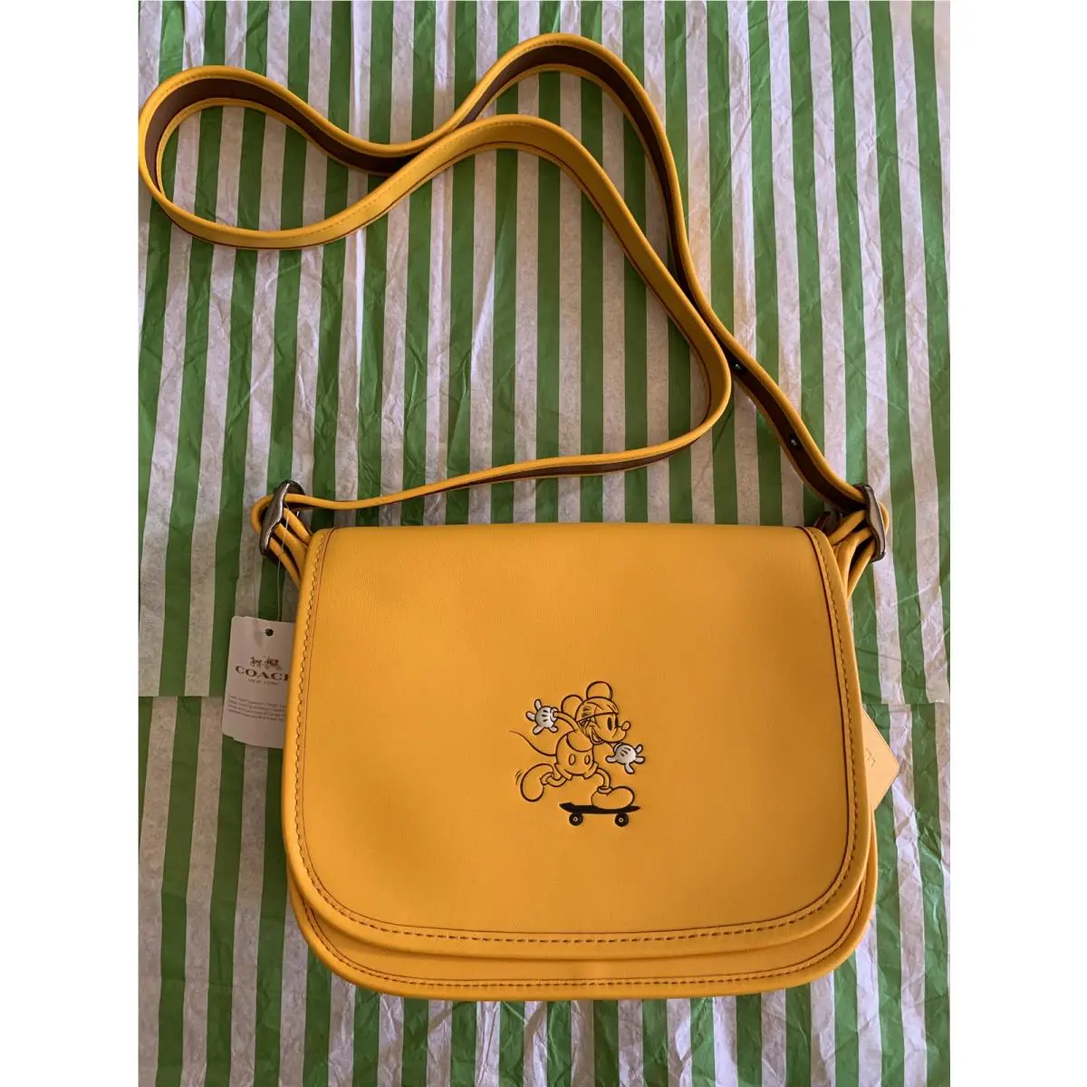 2017 Disney X Coach Limited Mickey Banana Yellow Patricia Shoulder Purse