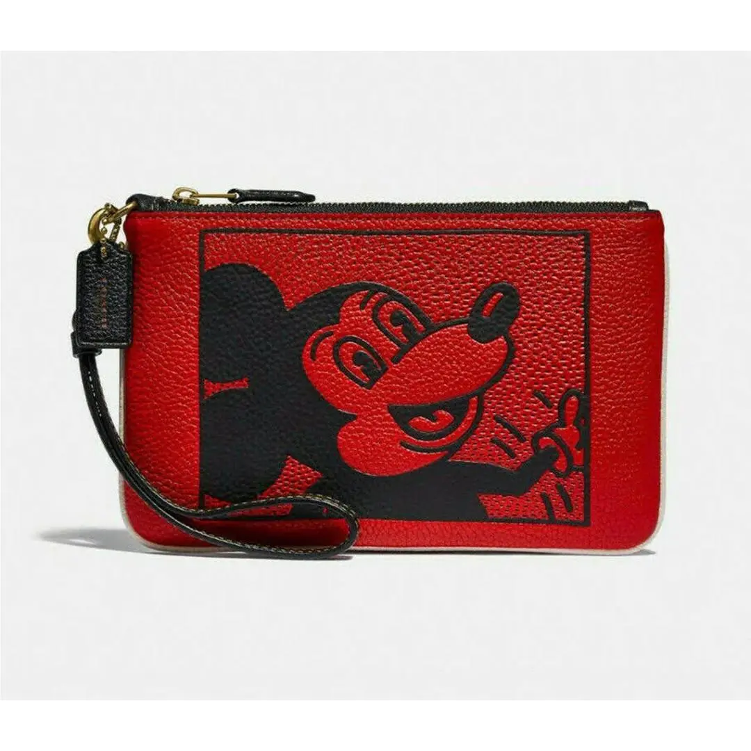 Coach Small Red Wallet Disney Mickey Mouse X Keith Haring Purse Wristlet Bag