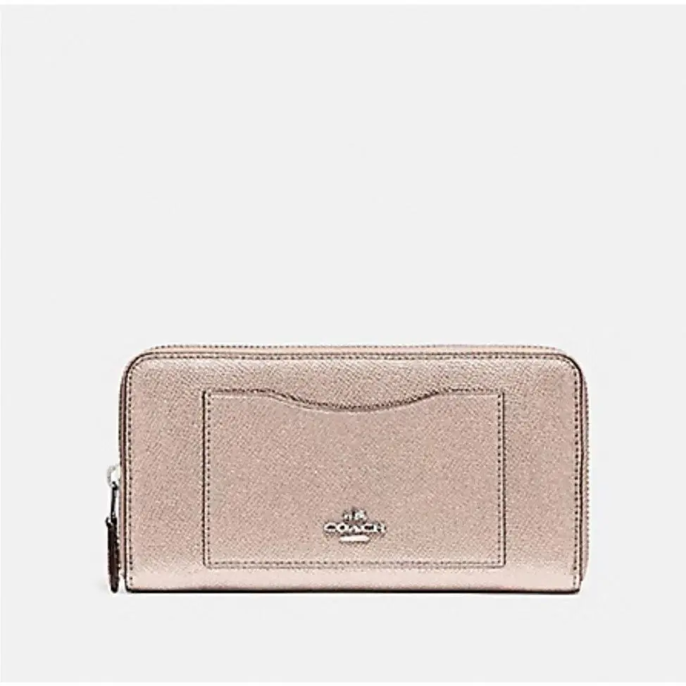 Coach Women`s Accordion Zip Wallet in Platinum Cross Grain Leather - F21068