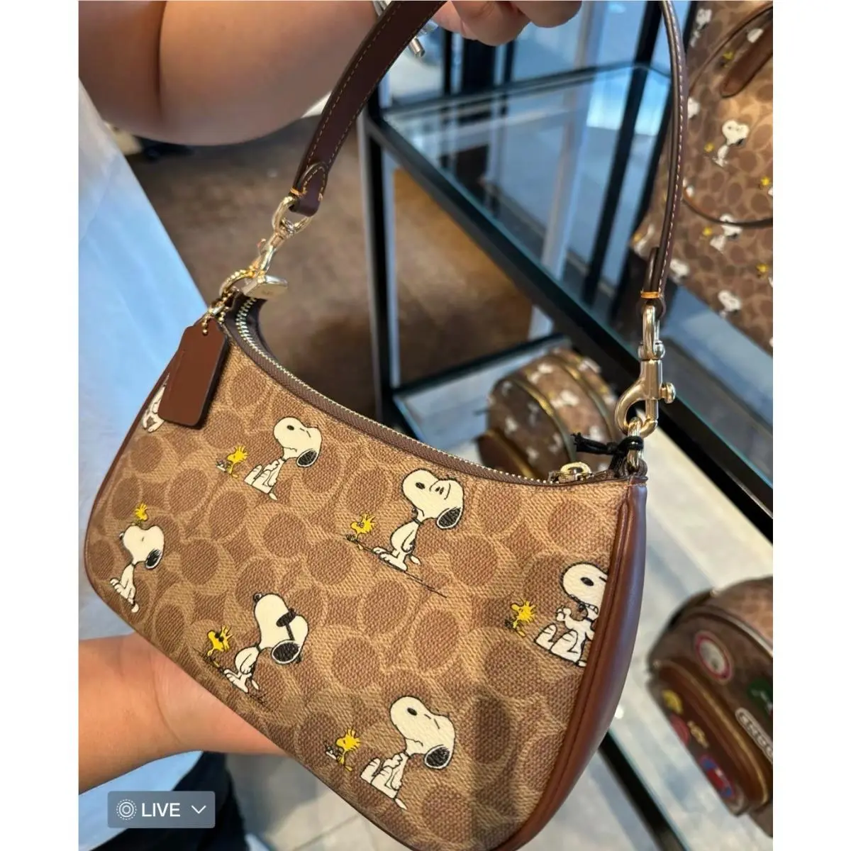 Coach X Peanuts Teri Shoulder Bag In Signature Canvas with Snoopy Print