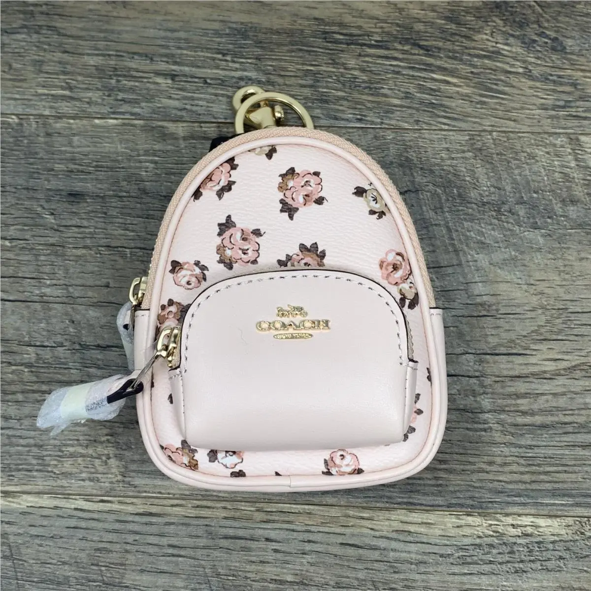 Coach Mini Court Backpack Bag Charm in Signature Canvas Floral Print