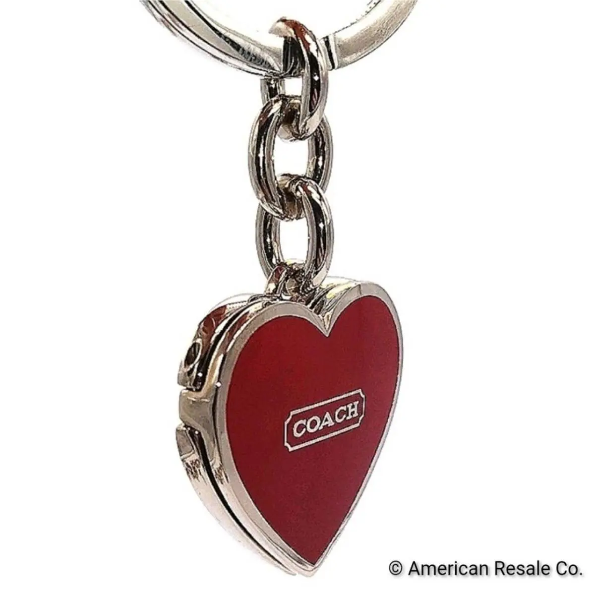 Vintage Coach Signature Red Heart Locket Purse Charm Keychain 1657
