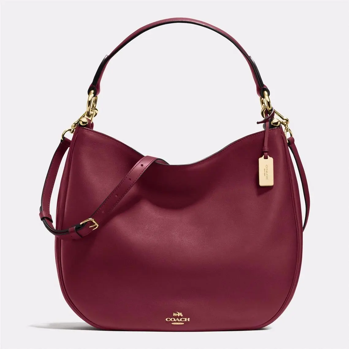 Coach Nomad Hobo In Glovetanned Leather 36026 Crossbody Convrt Gold Burgundy