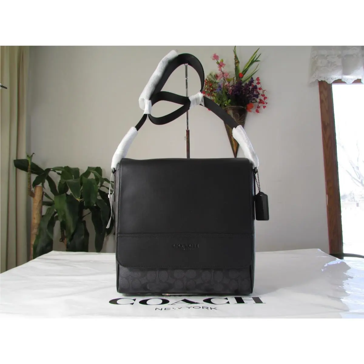 Coach Houston Map Bag In Signature Canvas CZ399 Charcoal Black