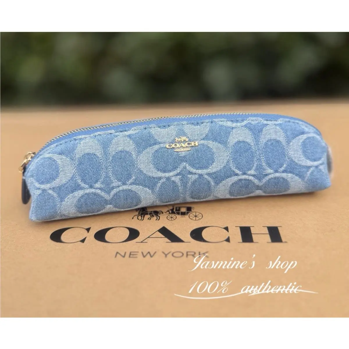 Coach Pencil Case In Signature Denim CDC10