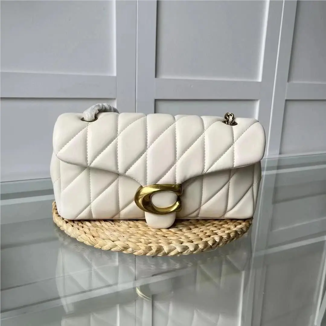 Tabby 26 Quilted Shoulder Bag Leather White CP150 Gold Logo by Coach