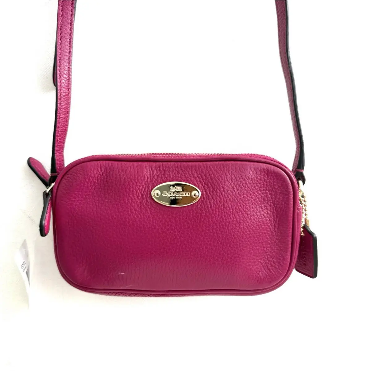 Coach Mini Double-zip Pouch Crossbody Bag Pebble Leather F53372 Cranberry