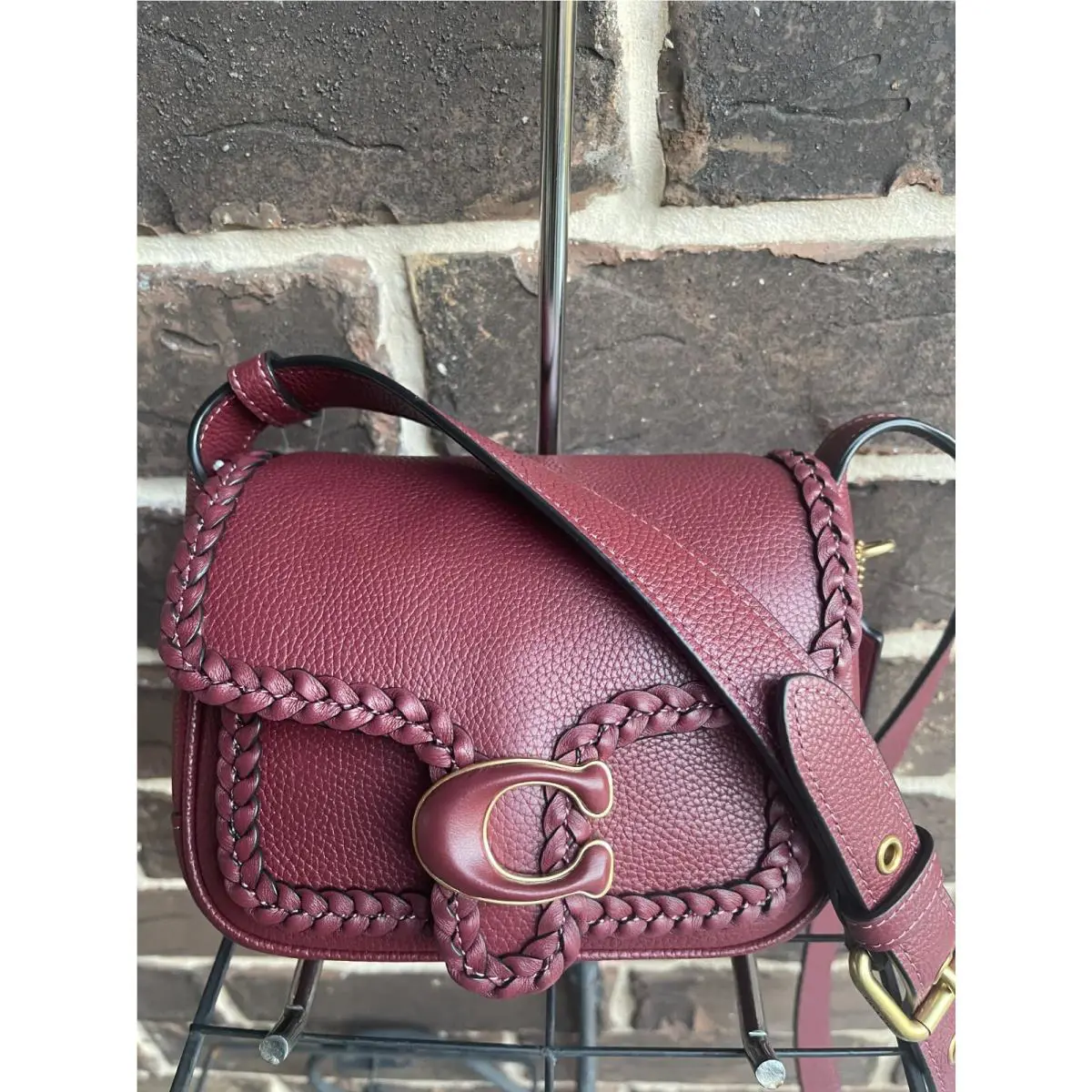 Coach Tabby Messenger 19 Braids Wine Pebble Leather cj837