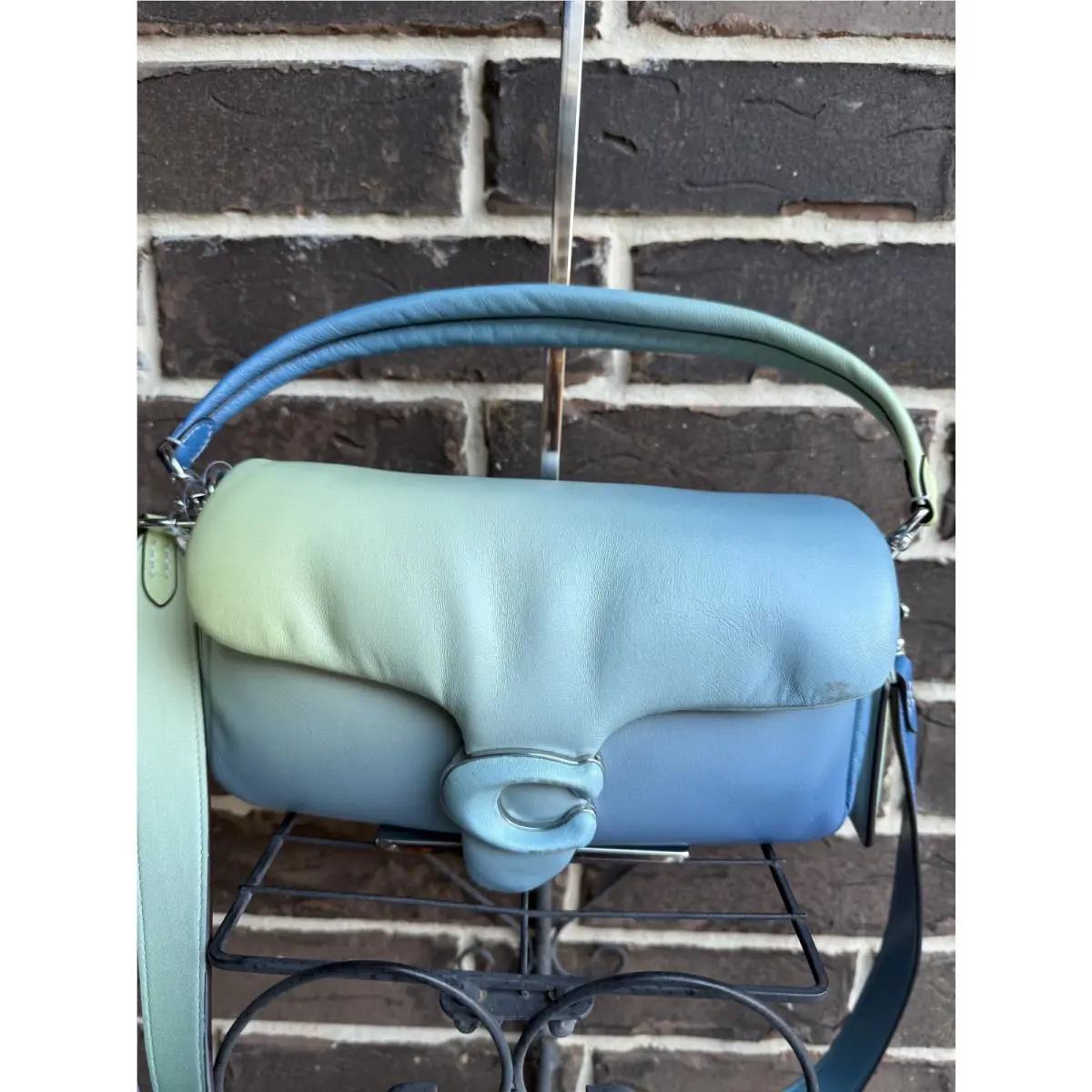Coach Tabby 26 Pillow Aqua Multi Blue Yellow Leather Shoulder Bag C0772