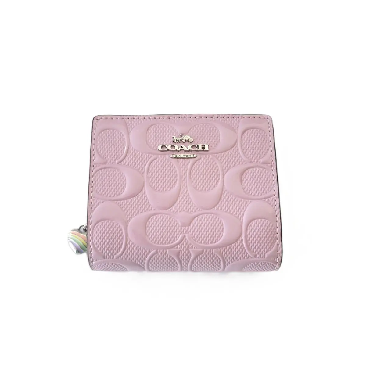 Coach Snap Wallet In Signature Leather with Heart Charm CDF21 Light Violet