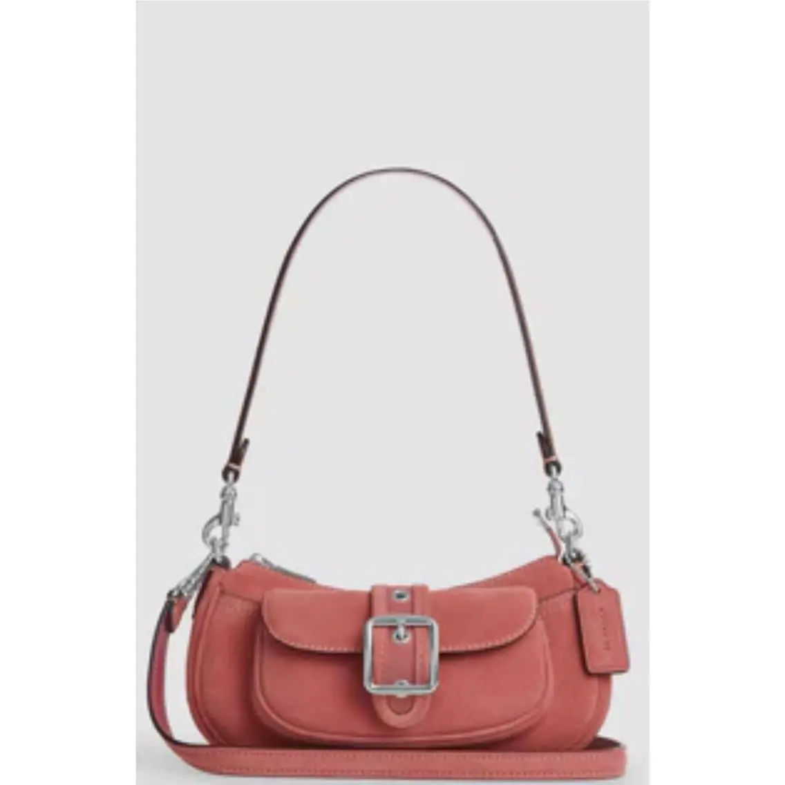 Coach CDB12 Ashton Mini Shoulder Bag Crossbody Handbag Pink Suede Pink Slv