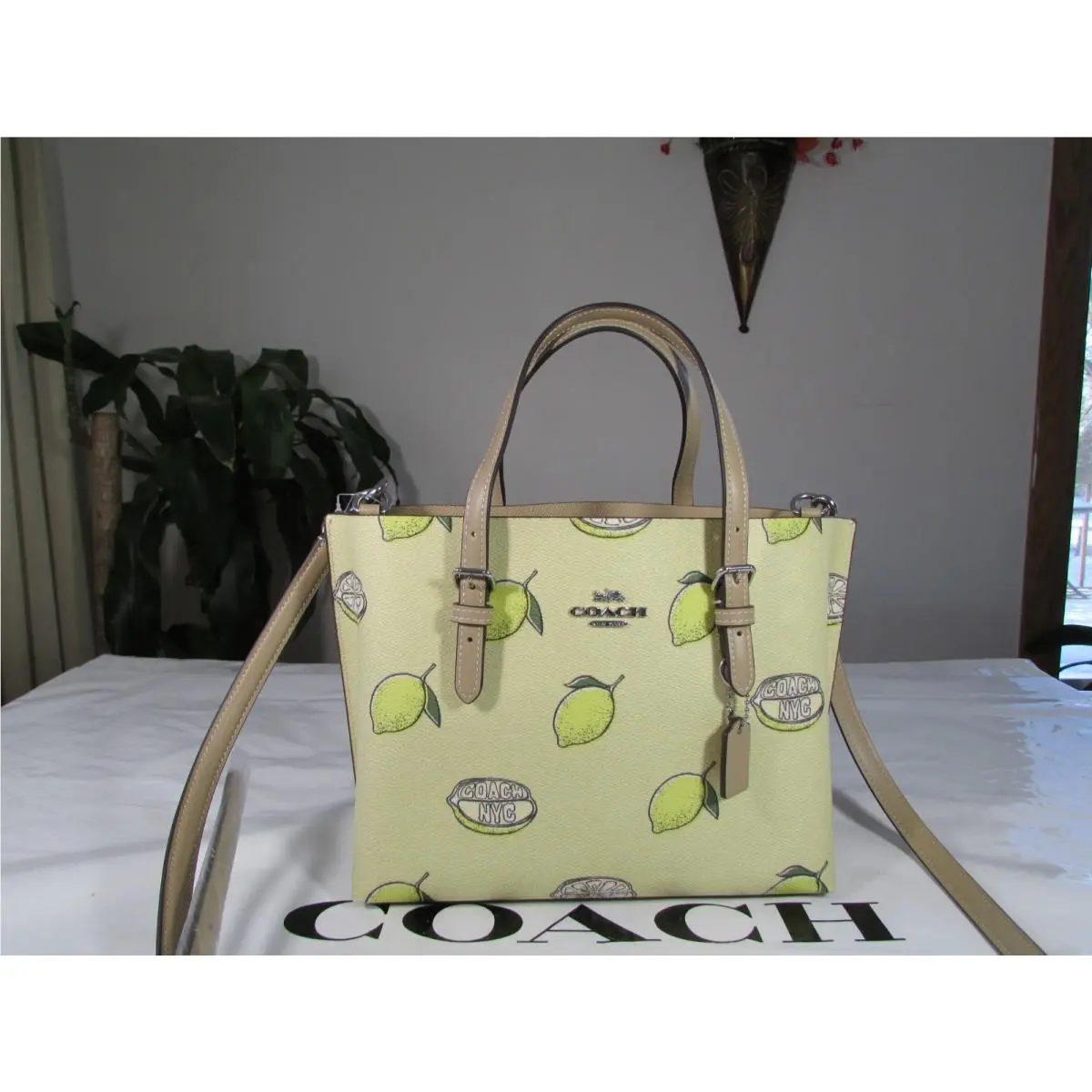 Coach Mollie Tote Bag 25 with Lemon Print CAL78 Garden Glade Multi