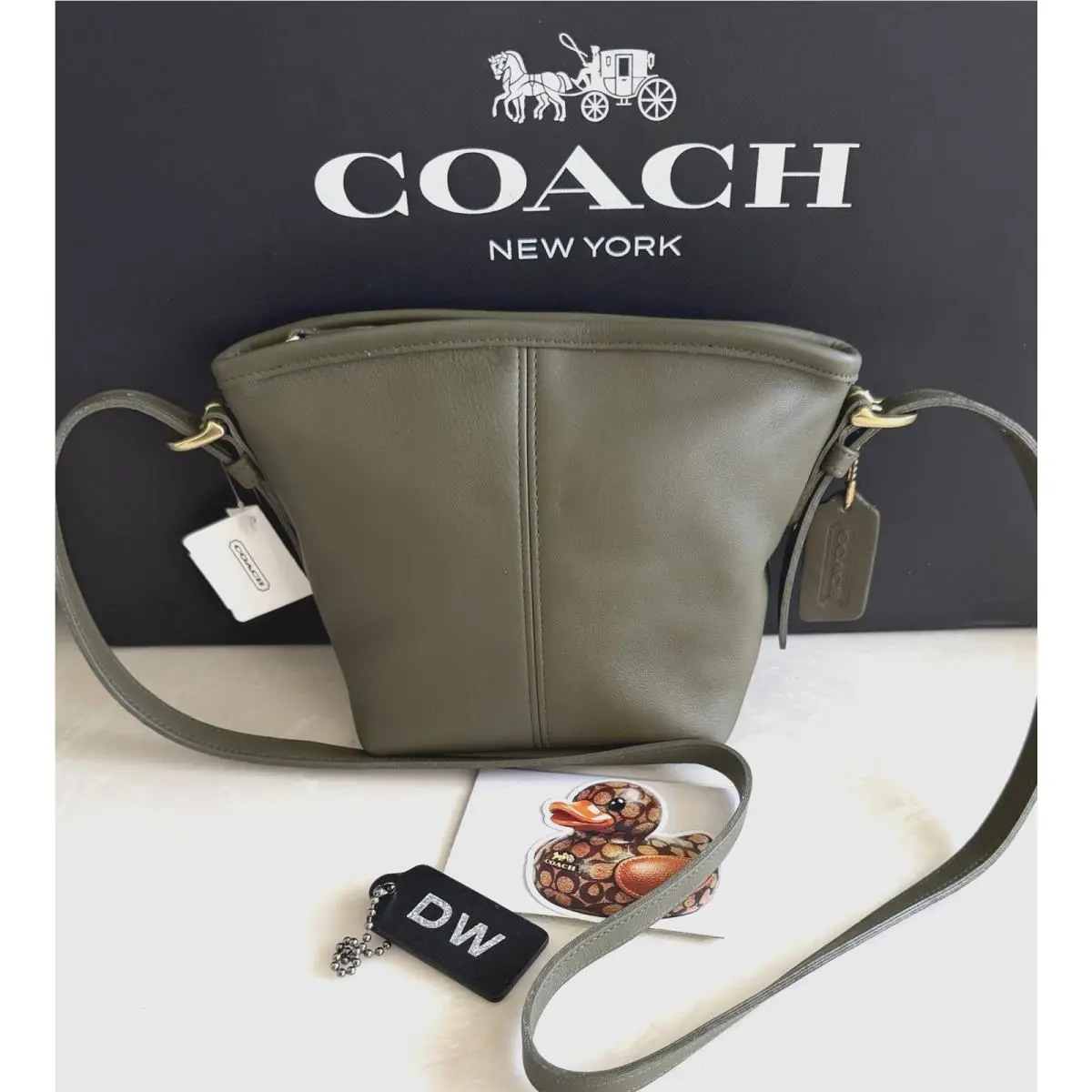 Coach Vintage Loden Leather Small Basket Bag Usa 4017